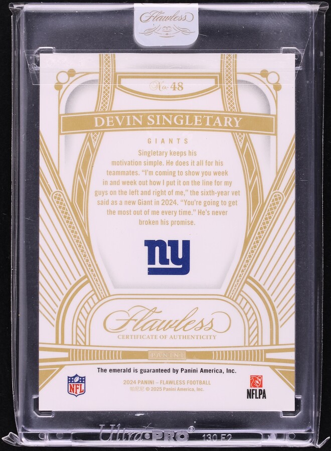 2024 Panini Flawless Emerald Gems Devin Singletary /5 #48