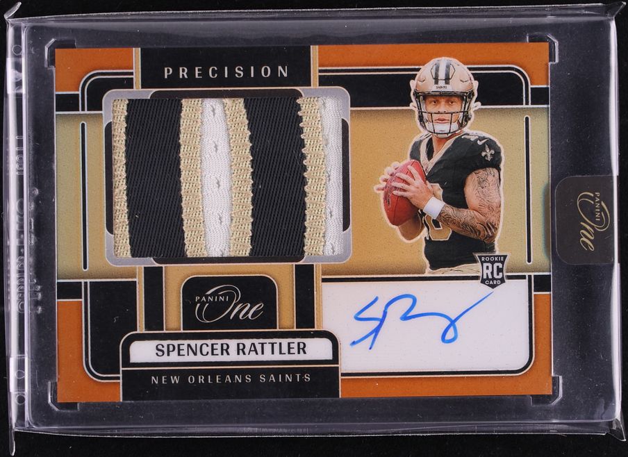 2024 Panini One Precision Orange Prizm Spencer Rattler ROOKIE PATCH AUTO 20/20 #315