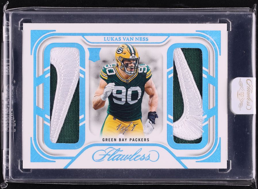 2023 Panini Flawless Debut Duals Brand Logo Lukas Van Ness ROOKIE NIKE LOGO PATCH 1/1 #DD-LVN