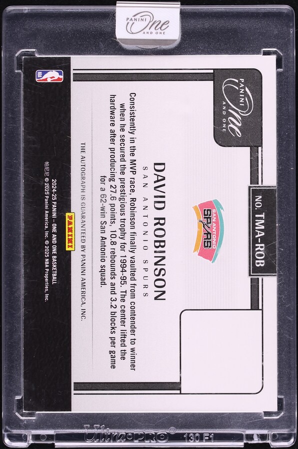 2024 Panini One And One Timeless Moments Gold David Robinson AUTO 1/10 #TMA-ROB