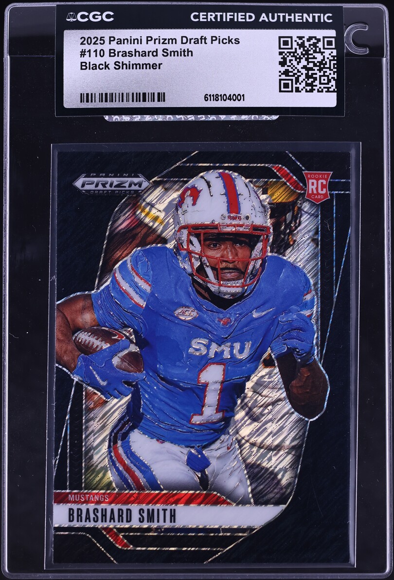 2025 Panini Prizm Draft Picks Black Shimmer Brashard Smith ROOKIE 1/1 #110 CGC AUTH