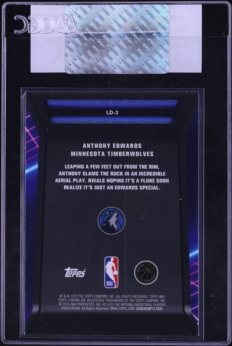 2025 Topps Chrome Loading Anthony Edwards #LD-3 CGC AUTH