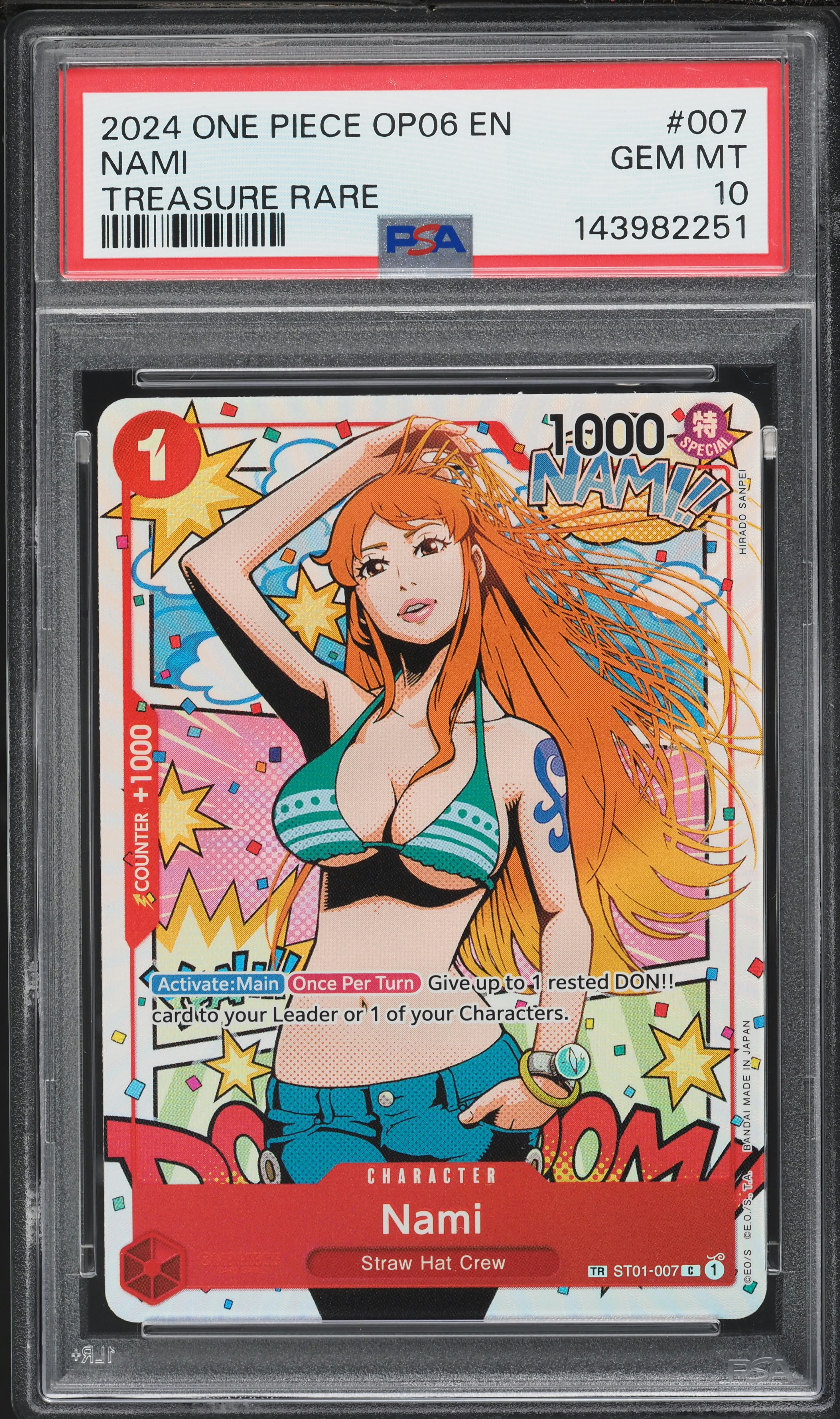 2024 One Piece Wings Of The Captain TR Nami #ST01-007 PSA 10 GEM