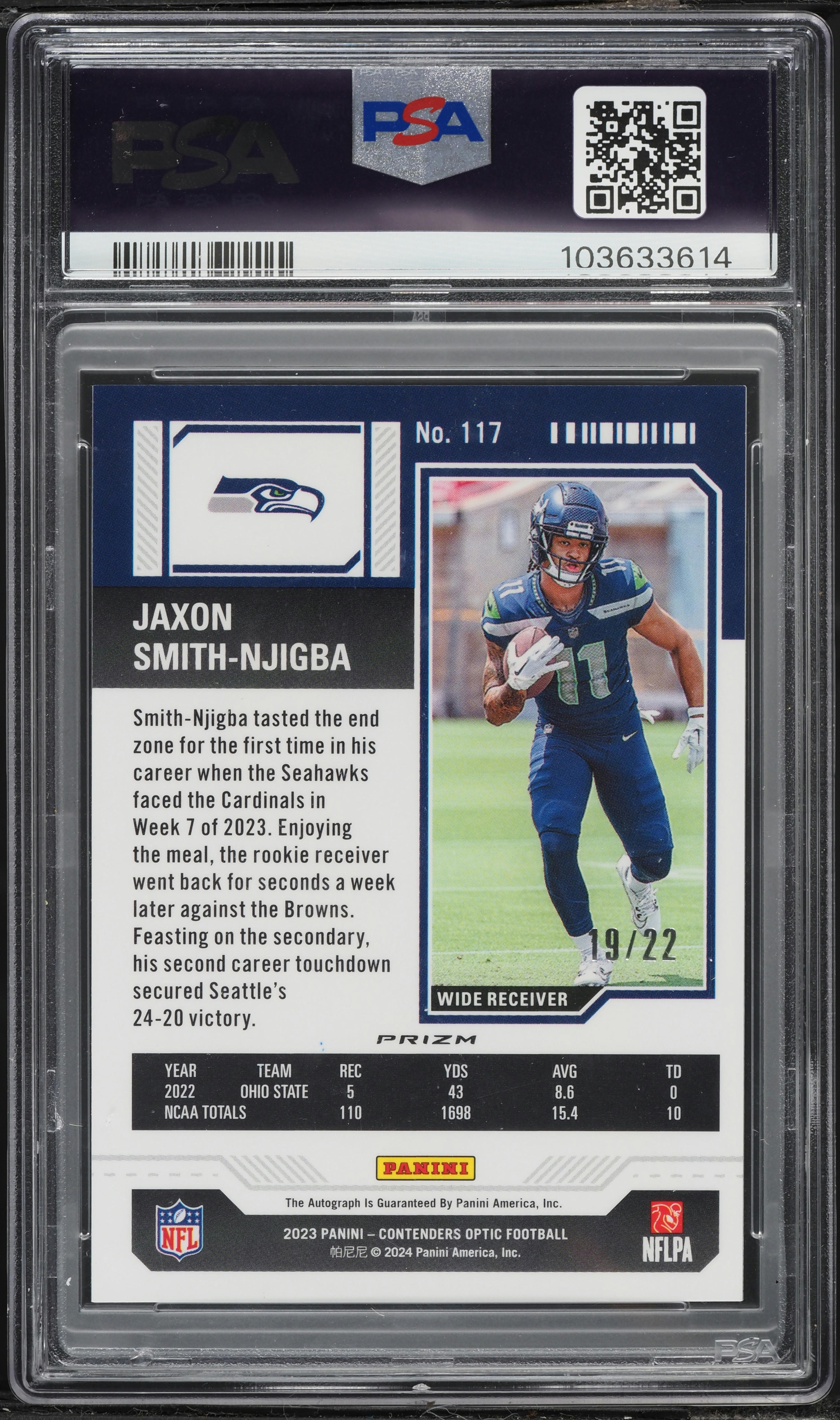 2023 Panini Contenders Optic Cracked Ice Jaxon Smith-Njigba ROOKIE