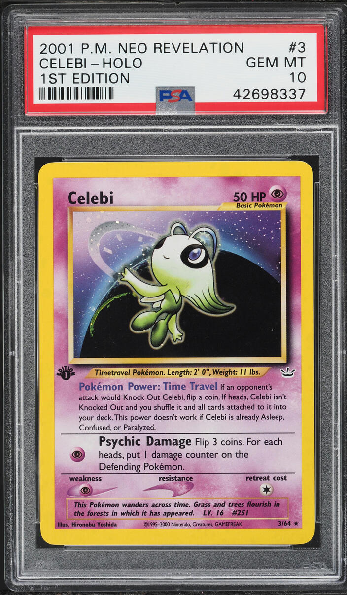 2001 Pokemon Neo Revelation 1st Edition Holo Celebi #3 PSA 10 GEM MINT