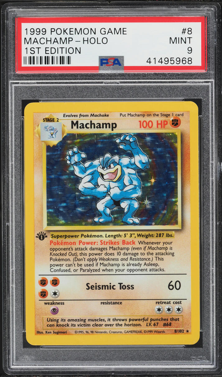 1999 Pokemon Game Machamp 1st Edition Holo #8 PSA 9 | Card Ladder