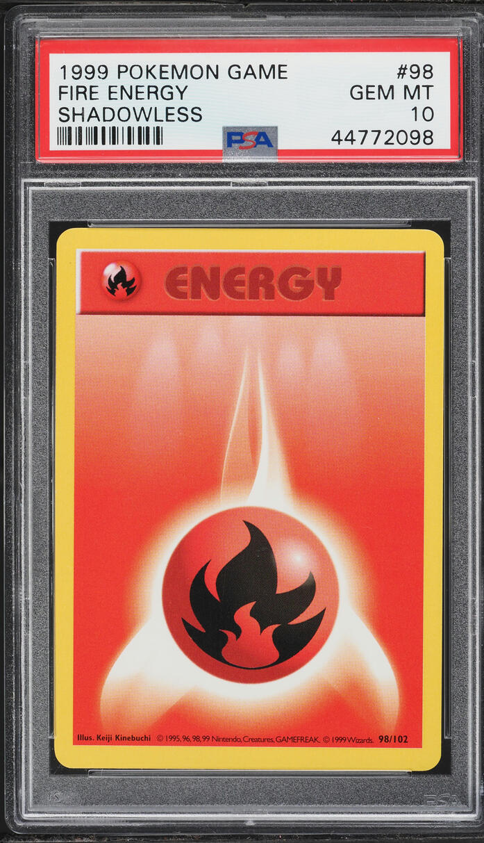 1999 Pokemon Base Set Shadowless Fire Energy #98 PSA 10 GEM MINT
