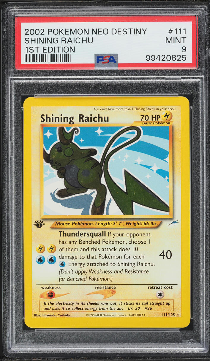 2002 Pokemon Neo Destiny 1st Edition Shining Raichu #111 PSA 9 MINT