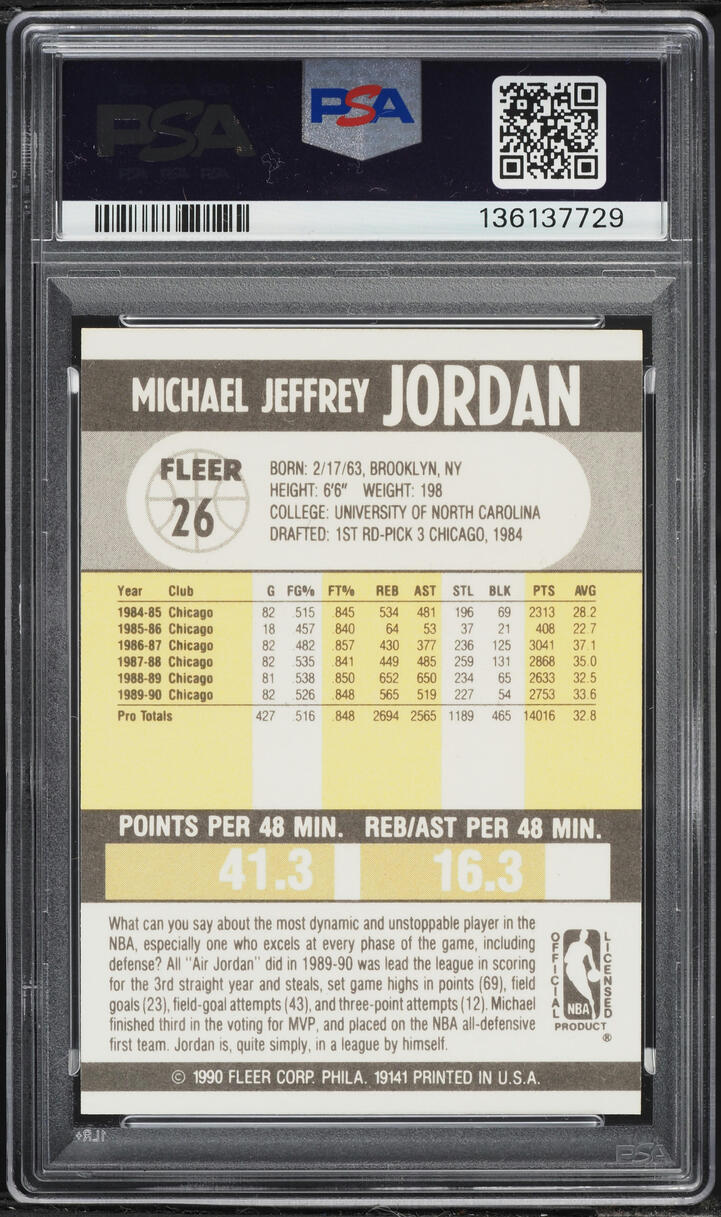 1990 Fleer Basketball Michael Jordan #26 PSA 9 MINT