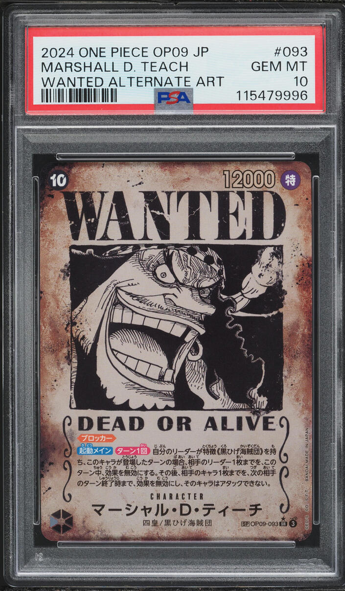 2024 One Piece Japanese Emperors In New World Wanted Alt Art Marshall D. Teach #OP09-093 PSA 10
