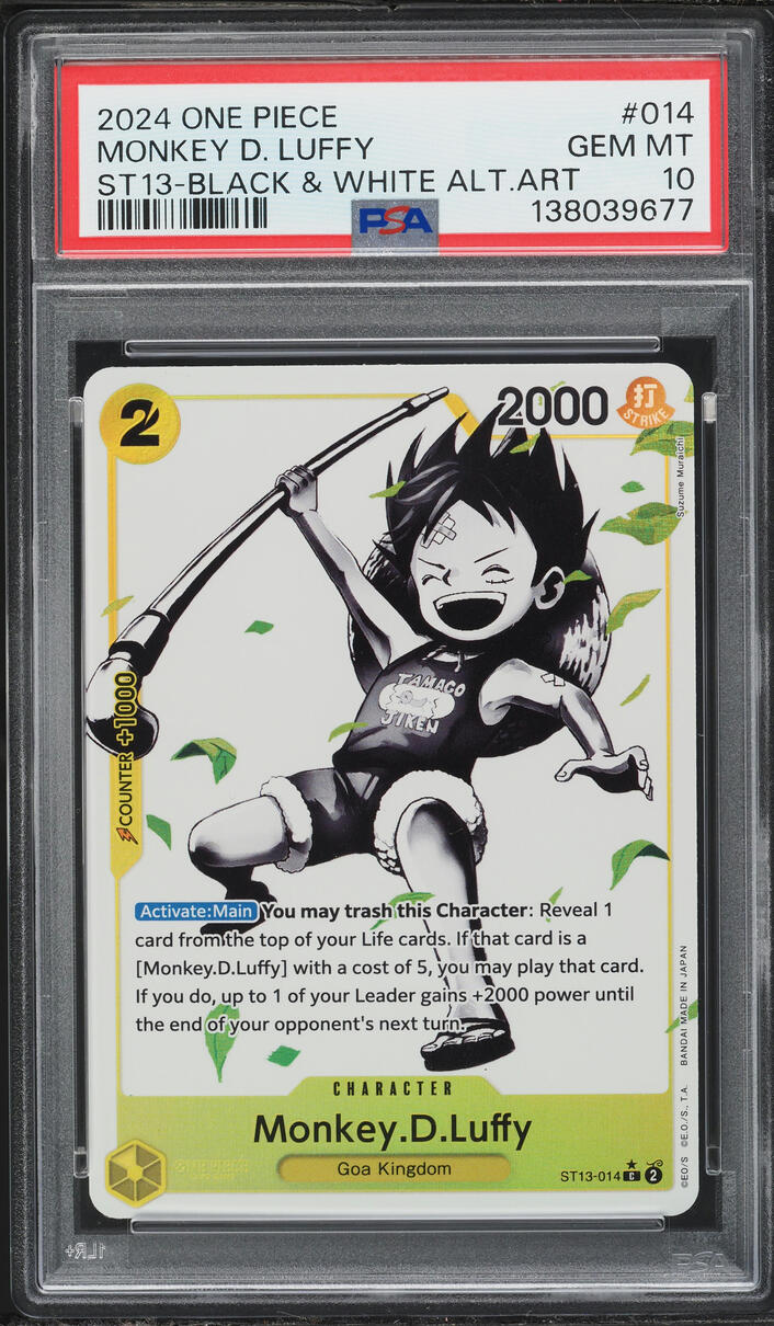 2024 One Piece The Three Brothers Black & White Alt Art Monkey D. Luffy #ST13-014 PSA 10 GEM