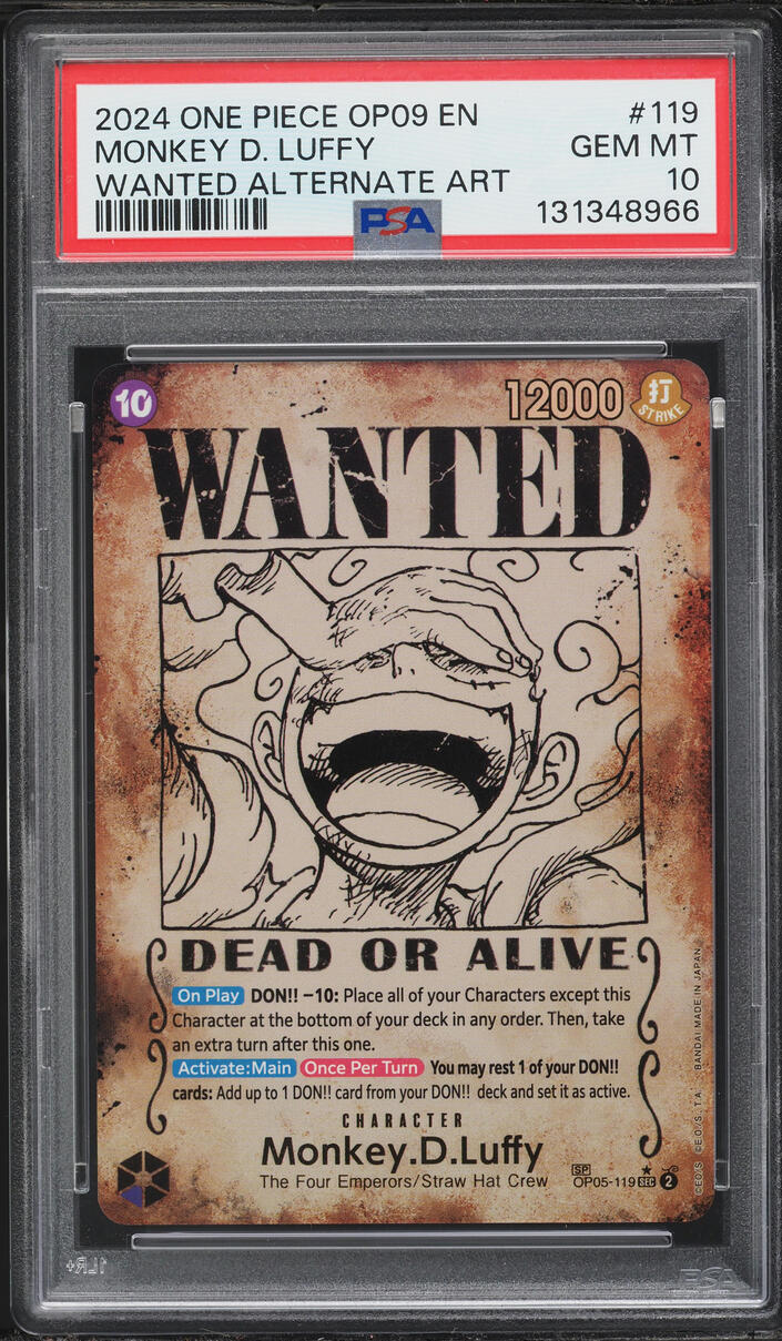 2024 One Piece Emperors Of The New World Wanted Alt Art Monkey D. Luffy #OP09-119 PSA 10 GEM