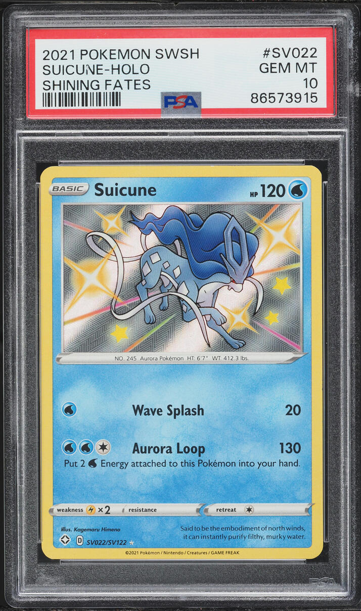 2021 Pokemon Sword & Shield Shining Fates Shiny Suicune #SV22 PSA 10 GEM MINT