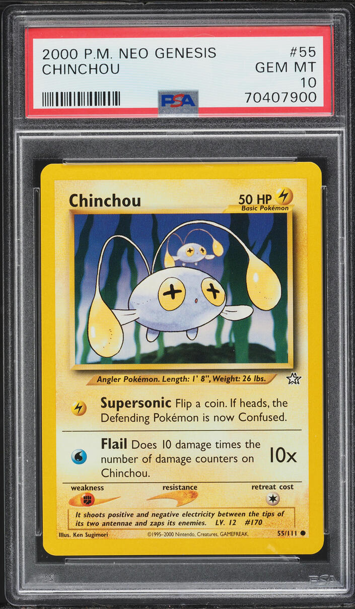 2000 Pokemon Neo Genesis Chinchou #55 PSA 10 GEM MINT graded card