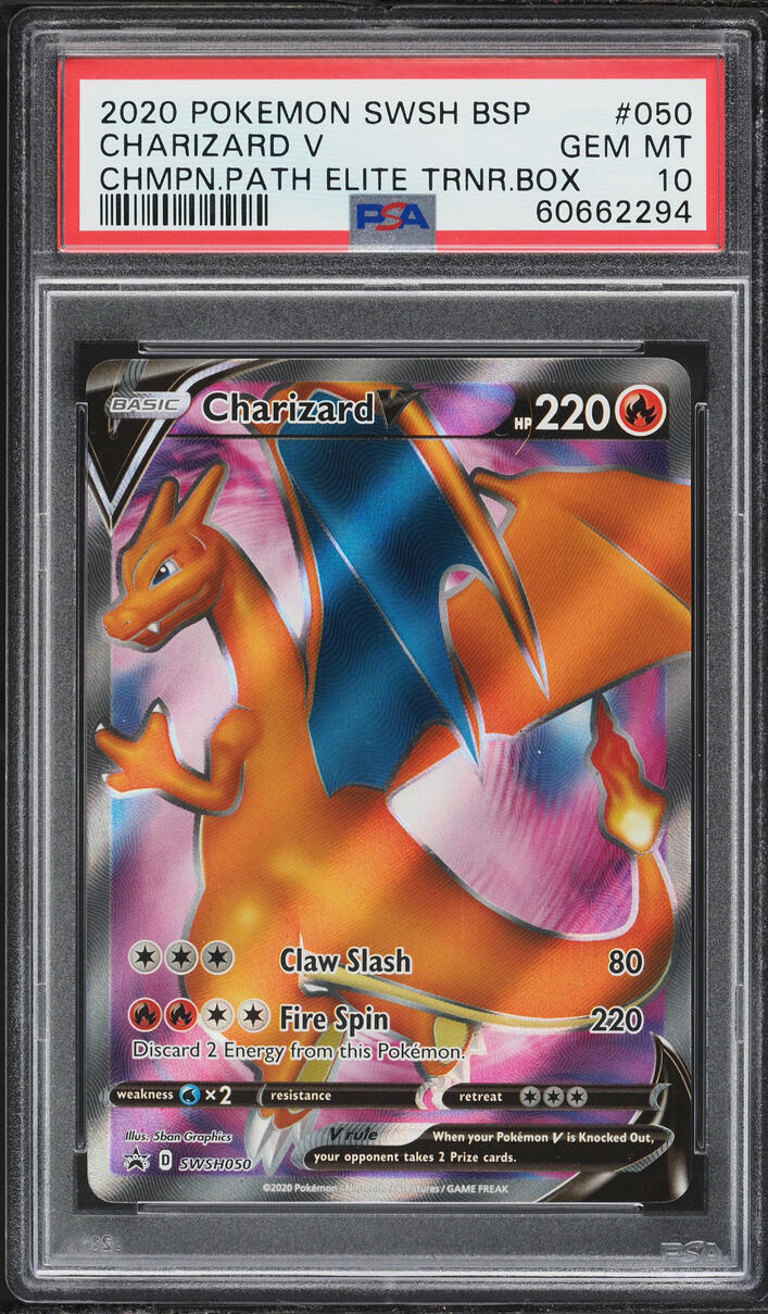 2020 Pokemon SWSH Black Star Promo Champion's Path Full Art Charizard V #50 PSA 10 GEM MINT