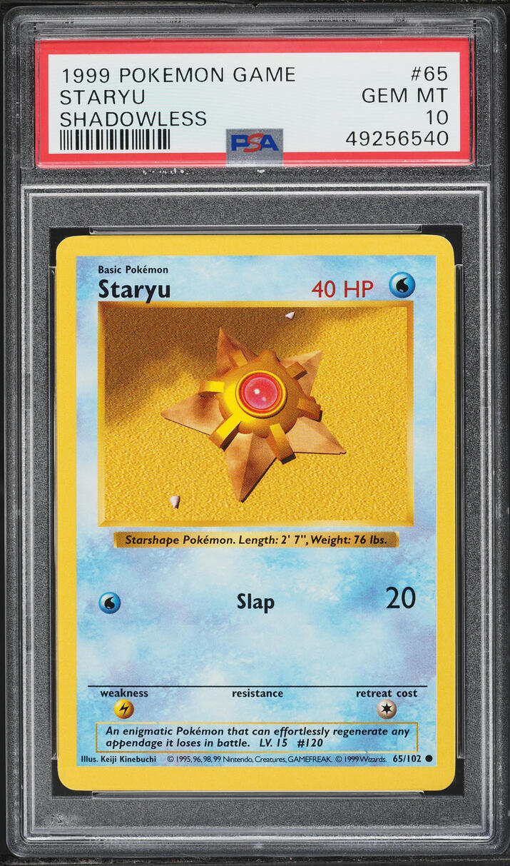 1999 Pokemon Base Set Shadowless Staryu #65 PSA 10 GEM MINT