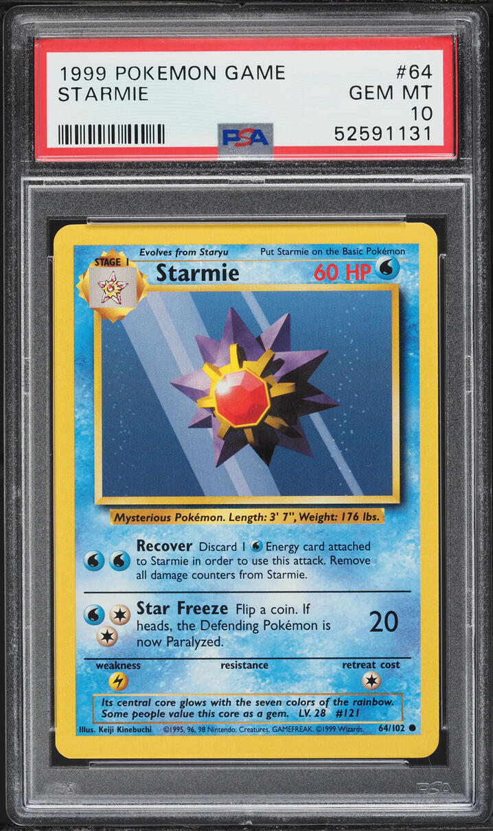 1999 Pokemon Base Set Starmie #64 PSA 10 GEM MINT