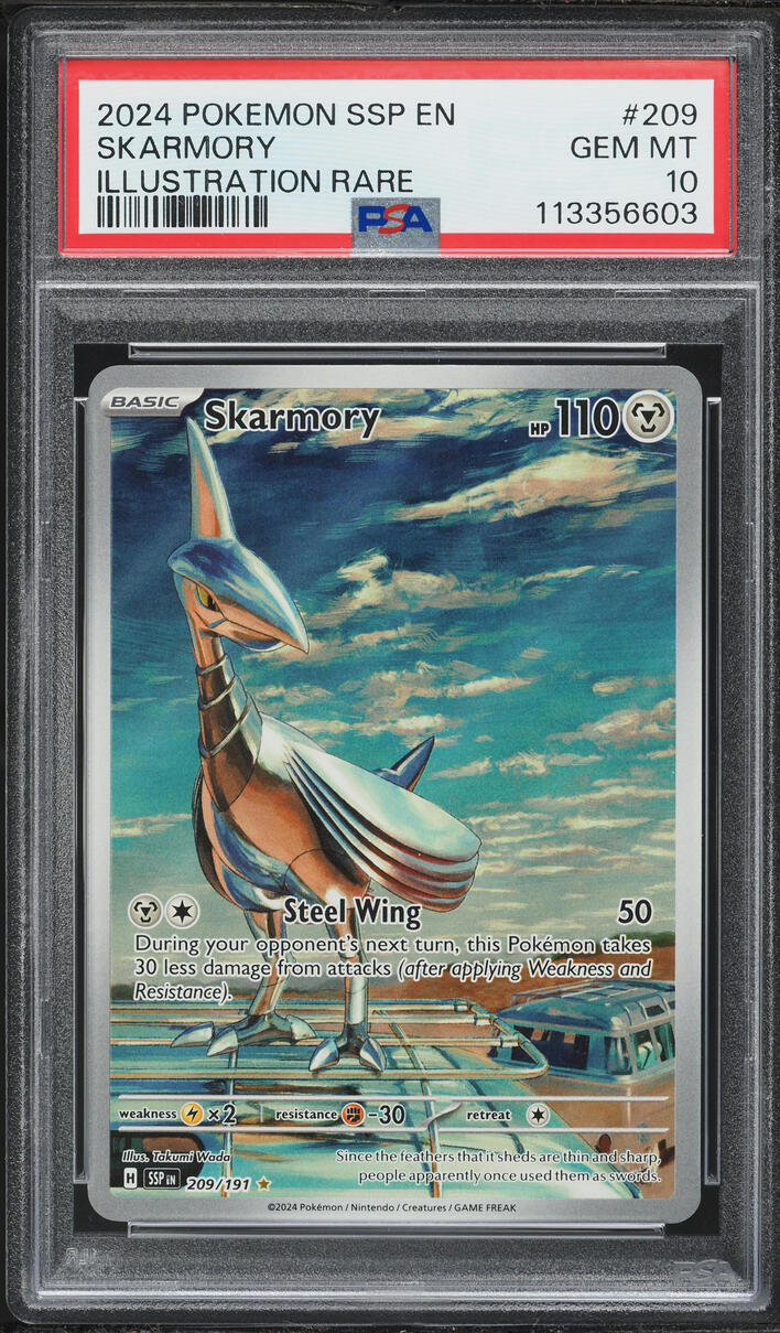 2024 Pokemon Scarlet & Violet Surging Sparks IR Skarmory #209 PSA 10 GEM MINT graded card