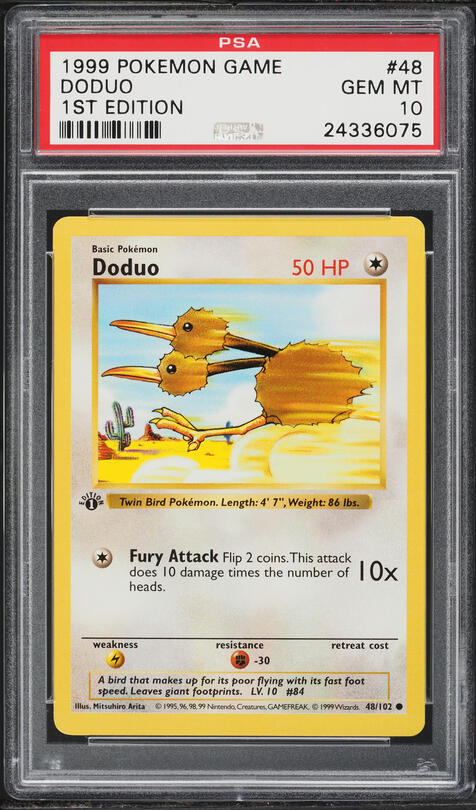 1999 Pokemon Base Set Shadowless 1st Edition Doduo #48 PSA 10 GEM MINT