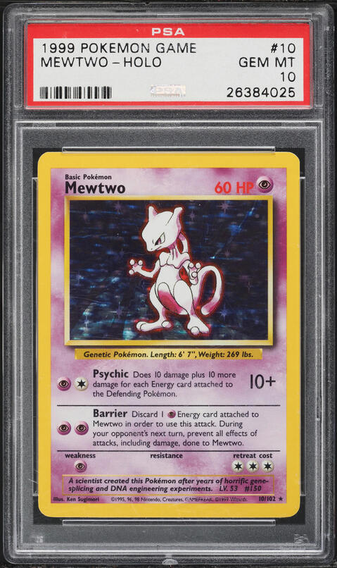 1996 Pokemon Japanese Base Set No Rarity Symbol Holo Mewtwo #150