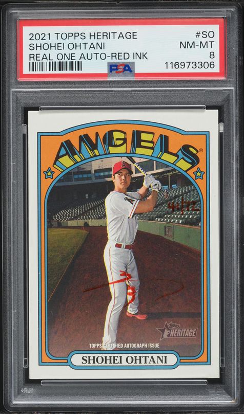 2021 Topps Heritage Real One Red Ink Shohei Ohtani AUTO /72 #ROA