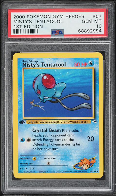 2000 Pokemon Gym Heroes 1st Edition Misty's Tentacool #57 PSA 10 GEM MINT
