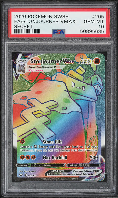2020 Pokemon Sword & Shield Hyper Rare Stonjourner VMAX #205 PSA 10 GEM  MINT on Fanatics Collect