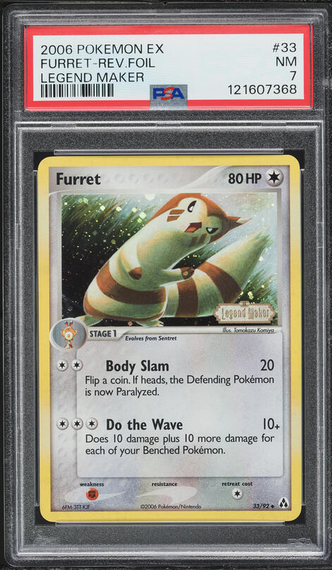 2006 Pokemon EX Legend Maker Reverse Holo Furret #33 PSA 7 NRMT on