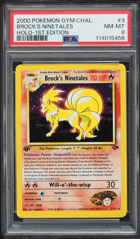 2000 Pokemon Gym Challenge 1st Edition Holo Brock's Ninetales #3 PSA 8 NM-MT
