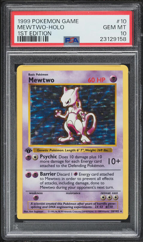 【PSA9】旧裏 ミュウツー holo 1996 PSA MINT mewtwo 1996 Pokemon Japanese Base Set Holo Mewtwo #150 PSA 5 EX on