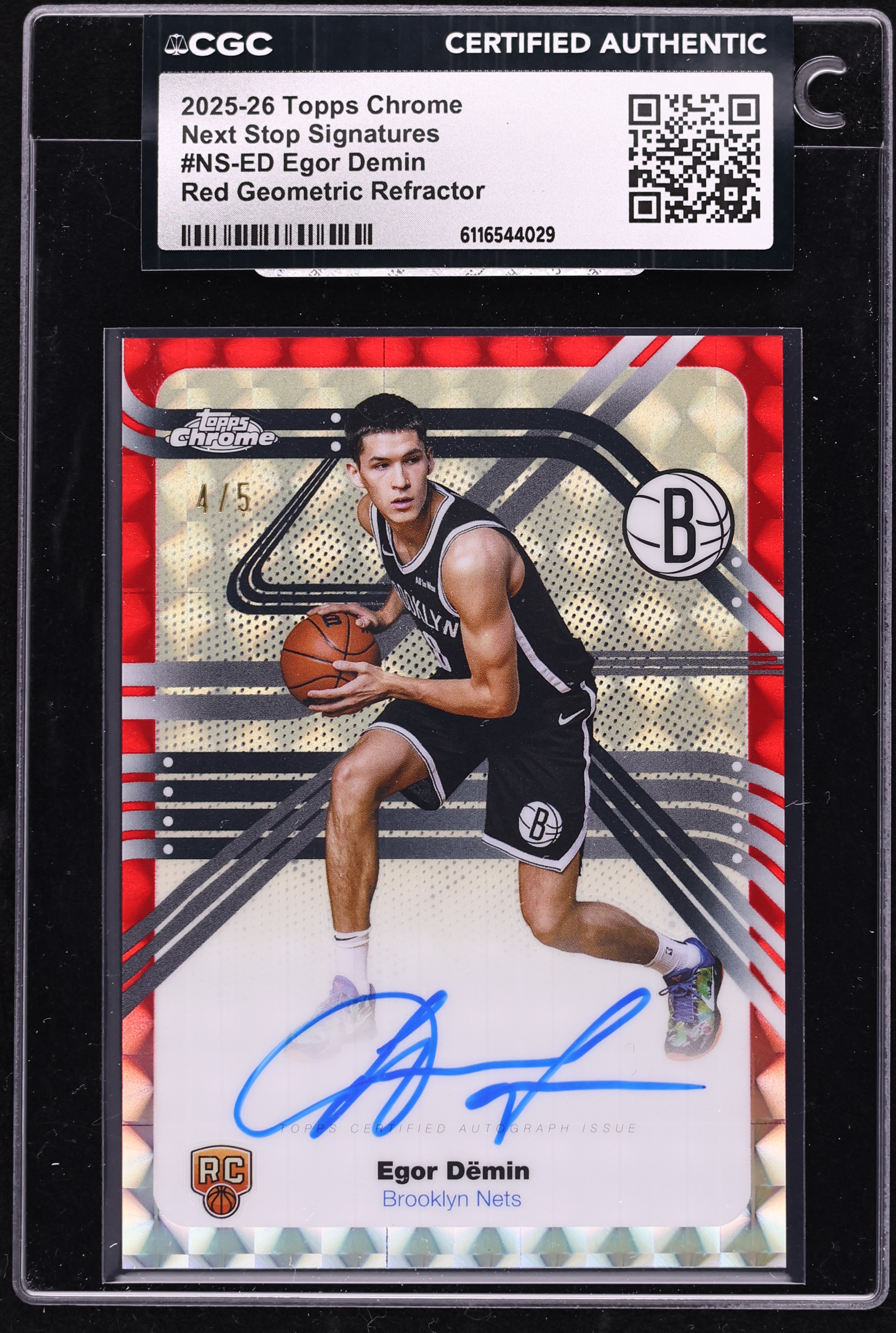2025 Topps Chrome Next Stop Red Geometric Refractor Egor Demin