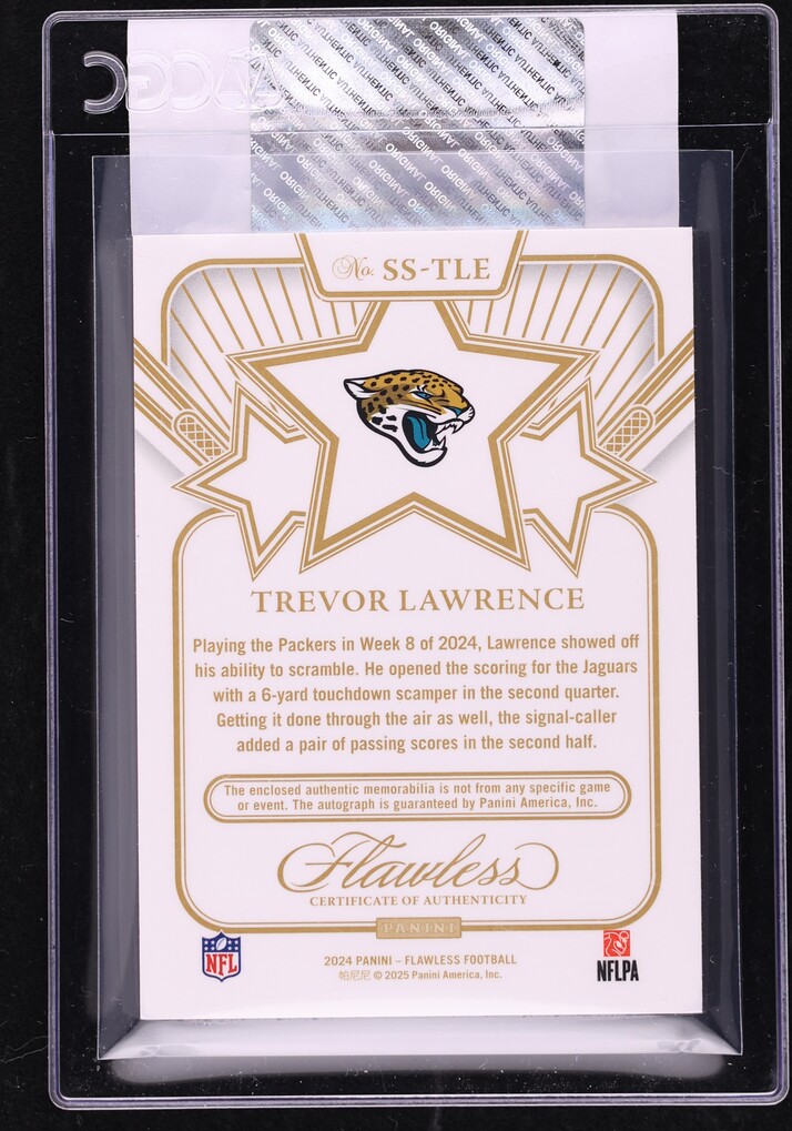 2024 Panini Flawless Star Swatch Silver Trevor Lawrence PATCH AUTO /20 #SS-TLE CGC AUTH