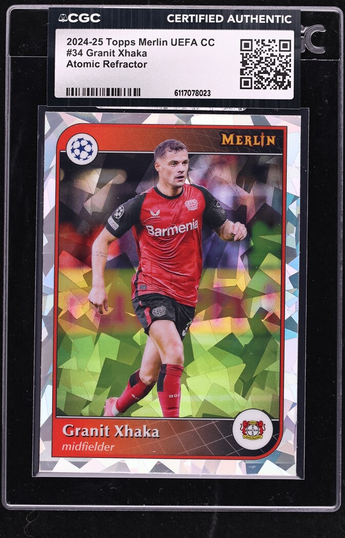 2024 Topps Merlin UEFA Club Competitions Atomic Refractor Granit Xhaka #34 CGC AUTH