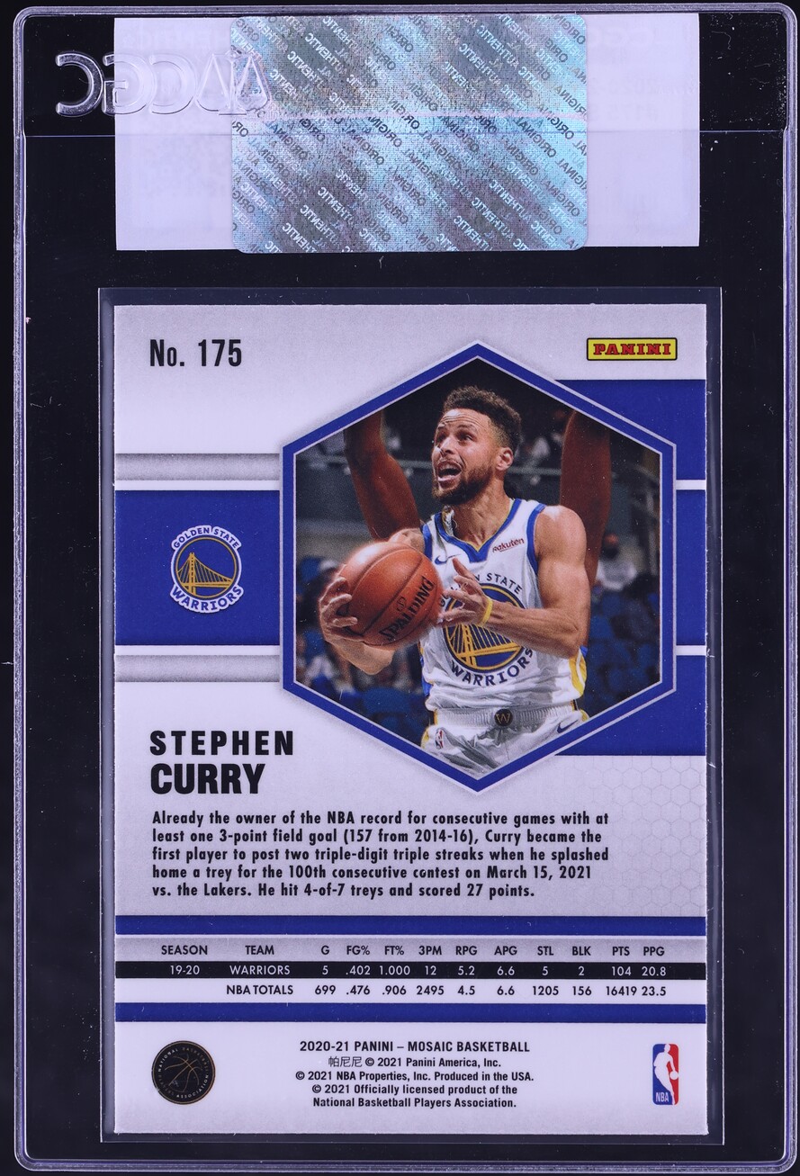 2020 Panini Mosaic Stephen Curry #175 CGC AUTH