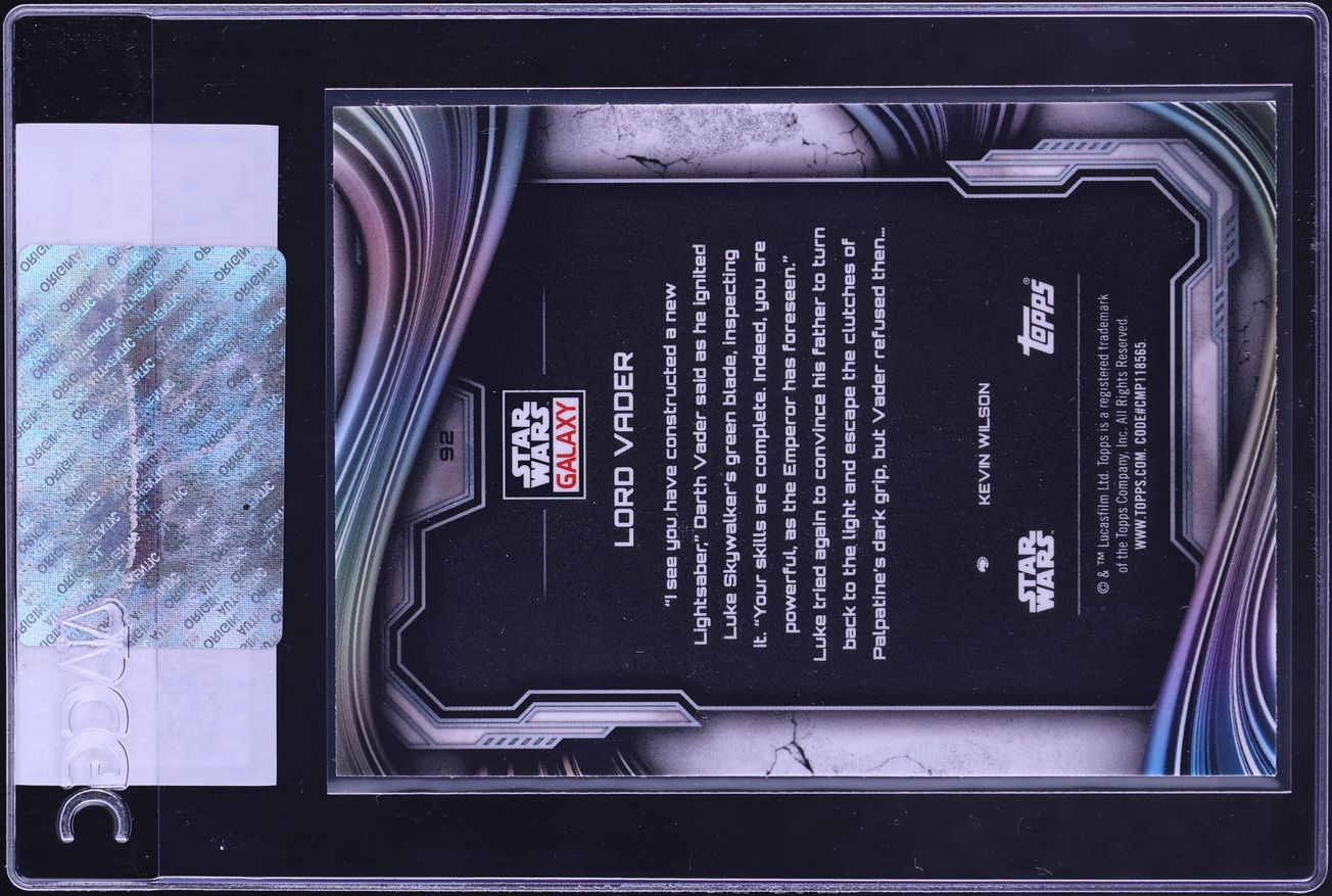 2025 Topps Star Wars Chrome Galaxy Mini-Diamond Refractor Lord Vader #92 CGC AUTH
