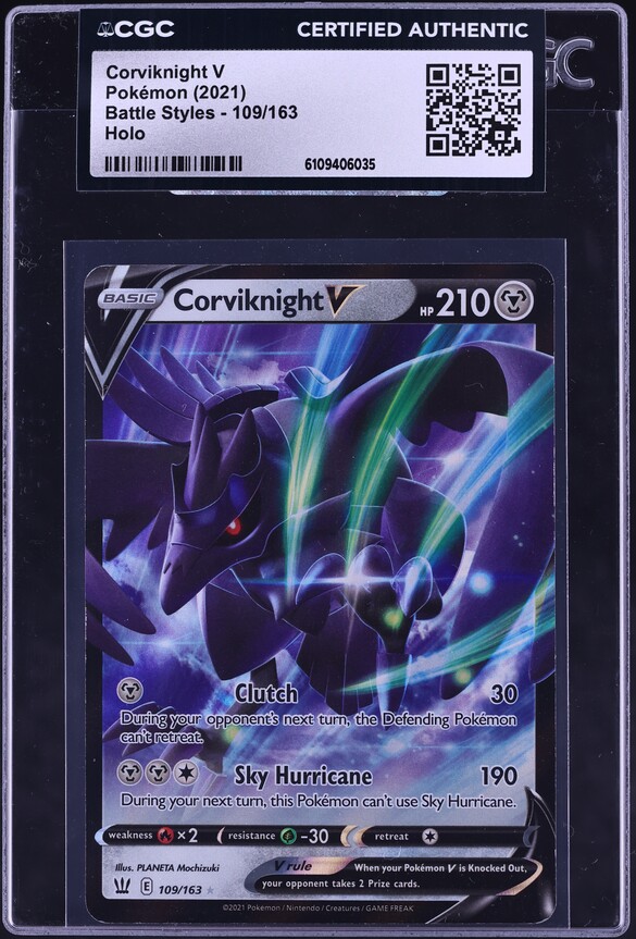 2021 Pokemon Sword & Shield Battle Styles Holo Corviknight V #109 CGC AUTH  on Fanatics Collect