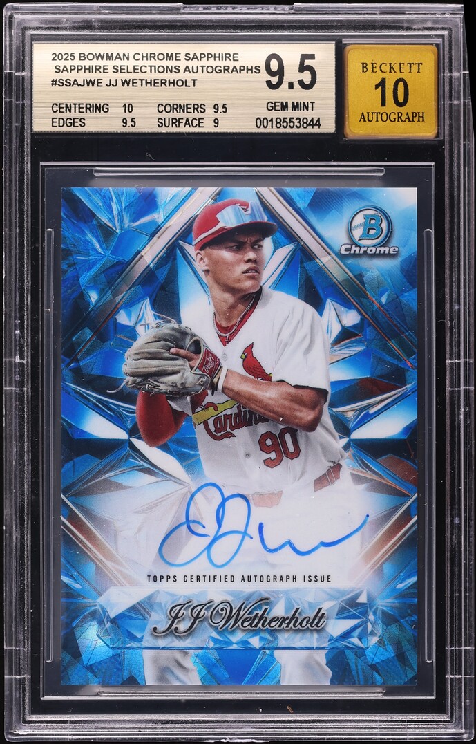 2025 Bowman Chrome Sapphire Selections JJ Wetherholt PROSPECT AUTO #SSAJWE BGS 9.5 GEM MINT