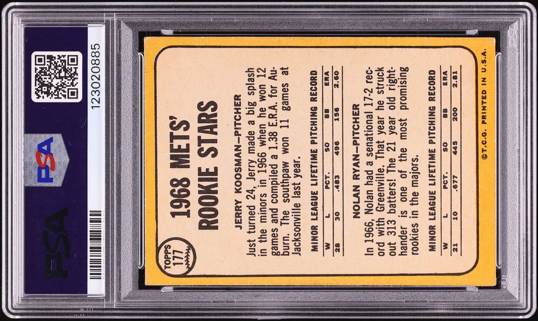 1968 Topps Nolan Ryan ROOKIE #177 PSA 3 VG