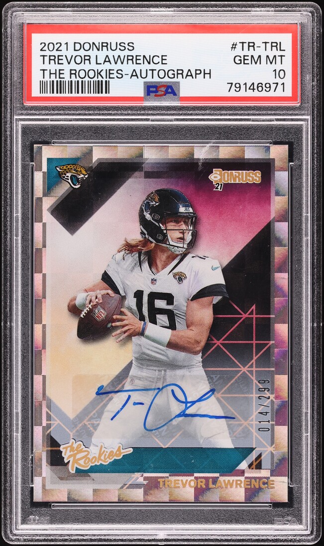 2021 Donruss Football Trevor Lawrence ROOKIE AUTO /299 #TR-TRL PSA 10 GEM MINT