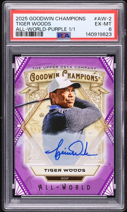 2025 Upper Deck Goodwin Champions All-World Purple Tiger Woods
