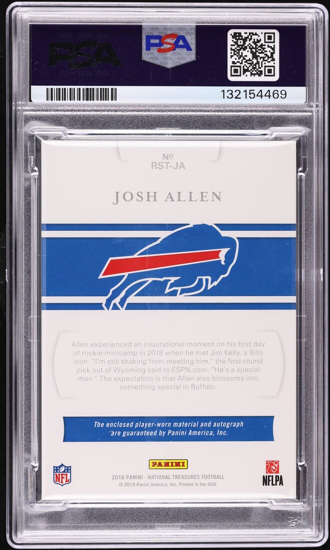 2018 National Treasures NFL Gear Trios Josh Allen ROOKIE PATCH AUTO DNA 10 /25 #RST-JA PSA 8