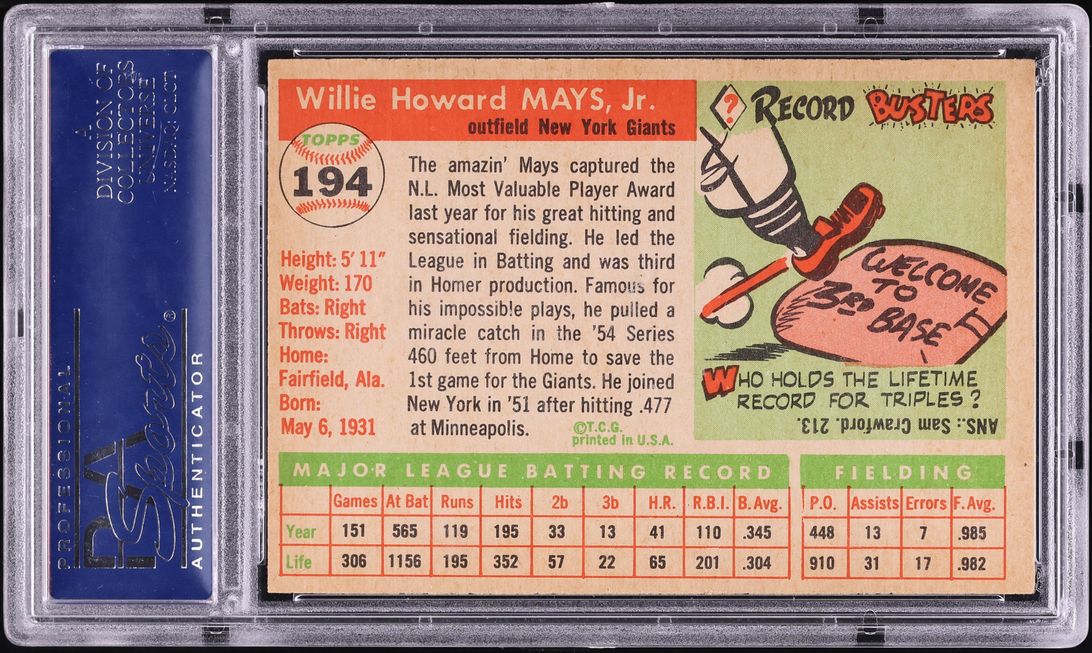 1955 Topps Willie Mays #194 PSA 6 EXMT