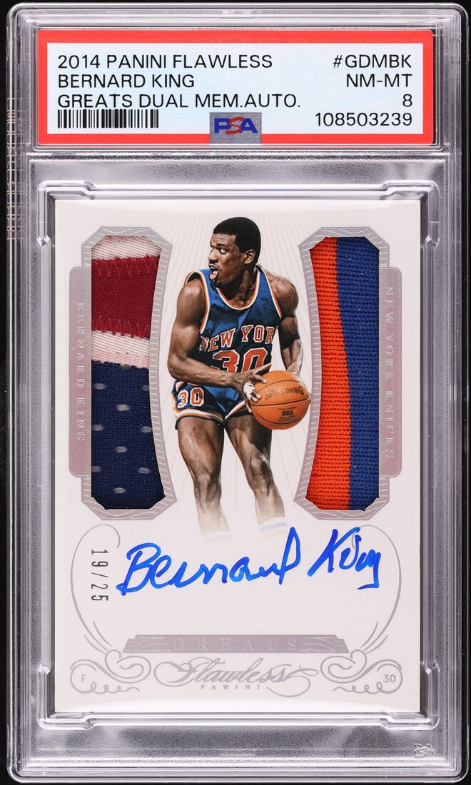 2014 Panini Flawless Greats Bernard King PATCH AUTO /25 #GDM-BK PSA 8 NM-MT