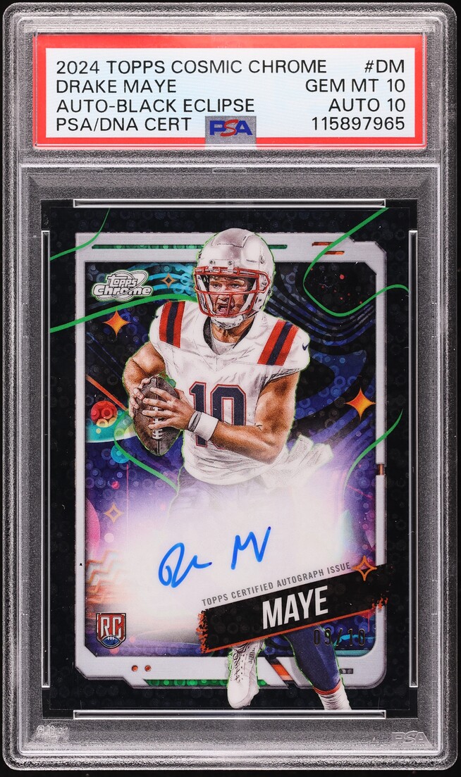 2024 Topps Chrome Cosmic Black Eclipse Drake Maye ROOKIE AUTO DNA 