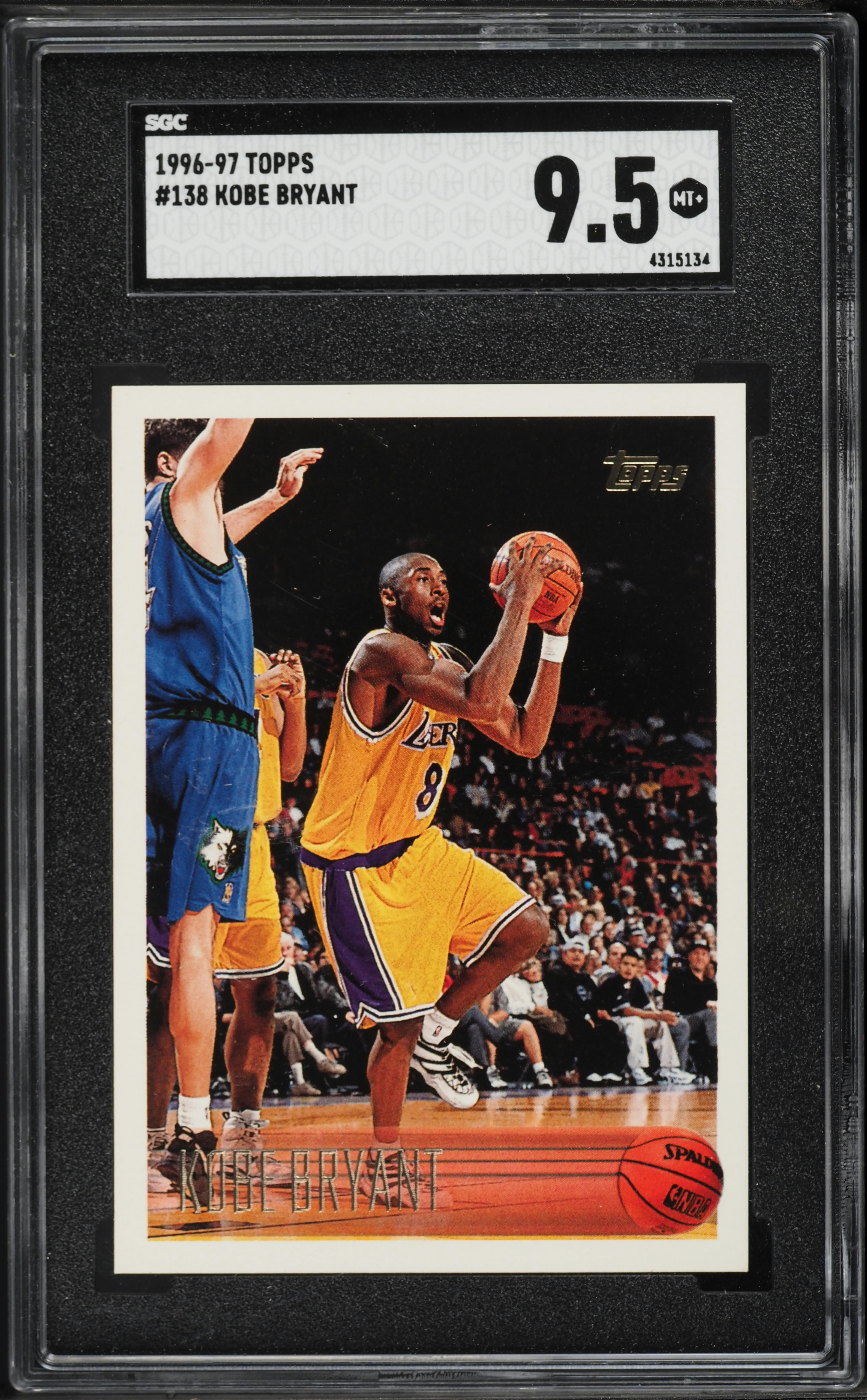 1996 Topps Basketball Kobe Bryant ROOKIE #138 SGC 9.5 MINT+ on
