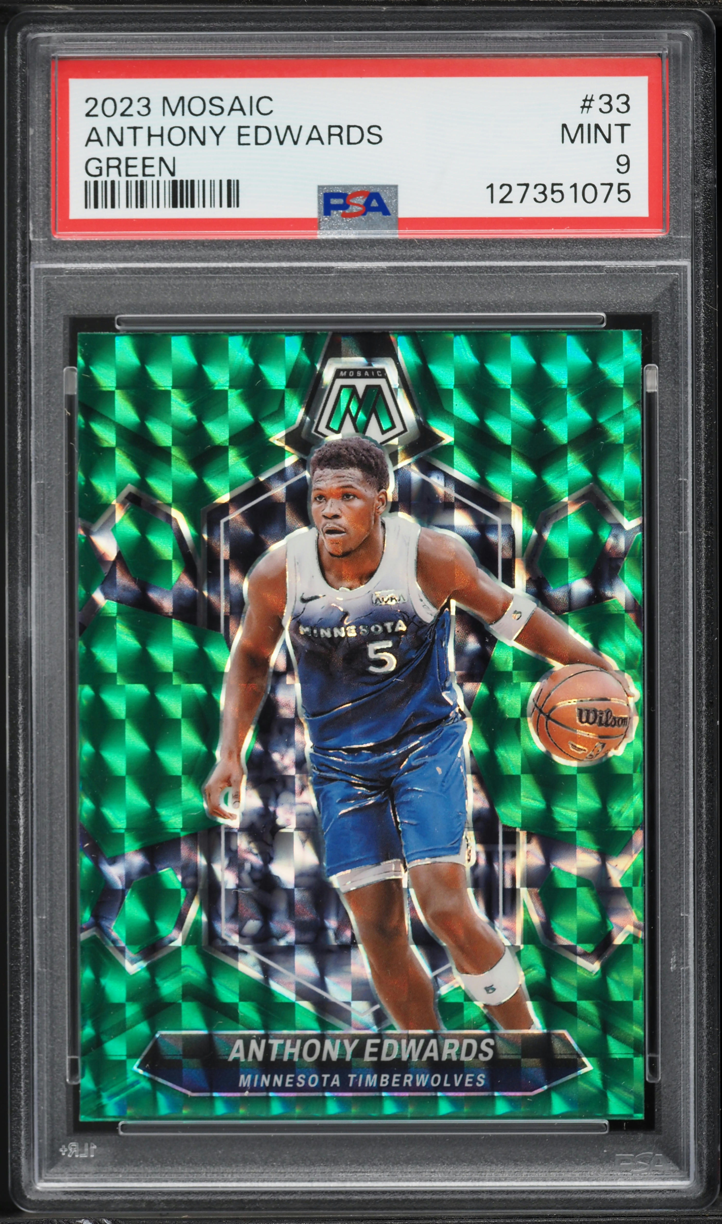 2023 Panini Mosaic Green Anthony Edwards #33 PSA 9 MINT on 