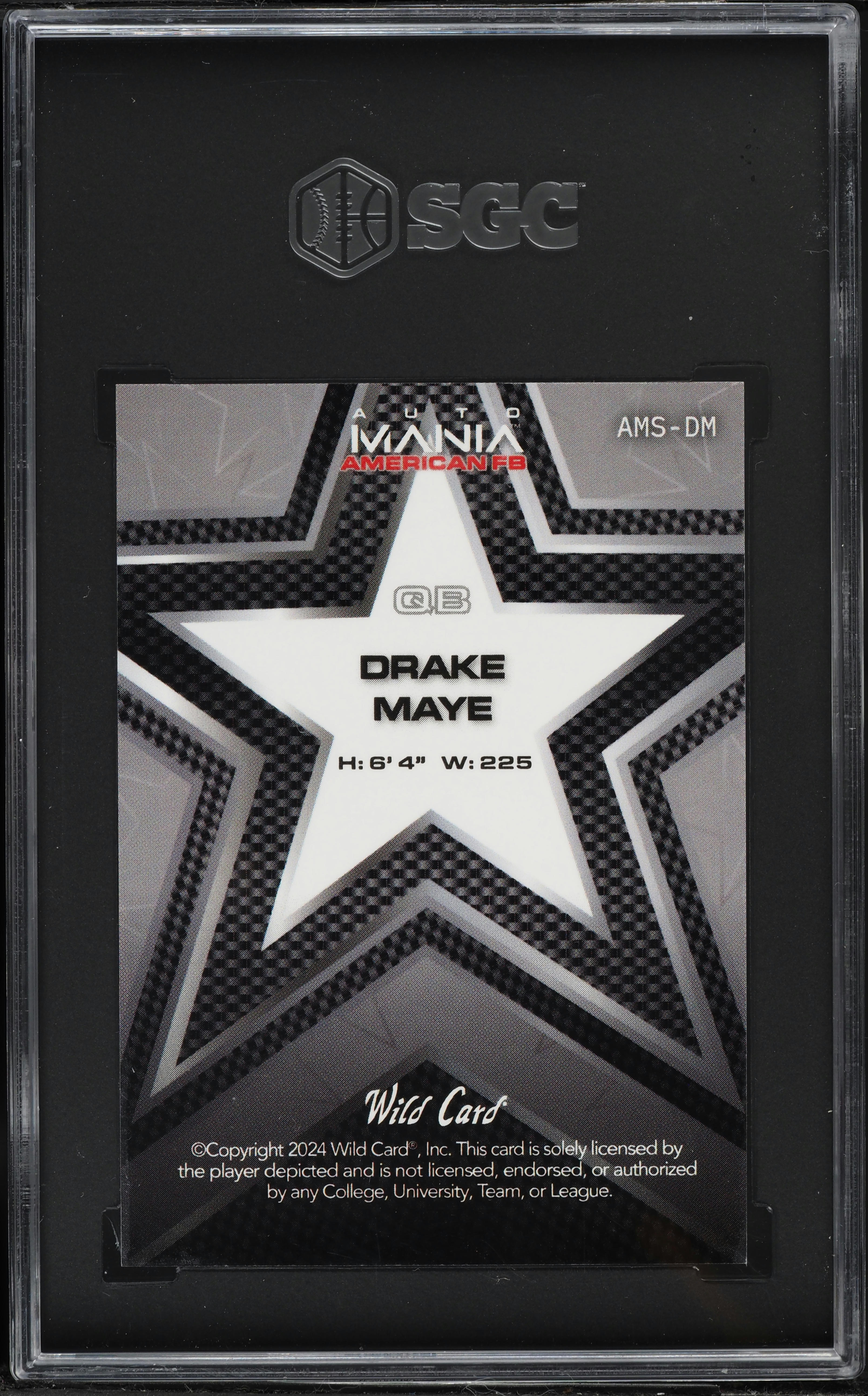 2024 Wild Card Auto Mania American FB Star Fireworks Drake Maye