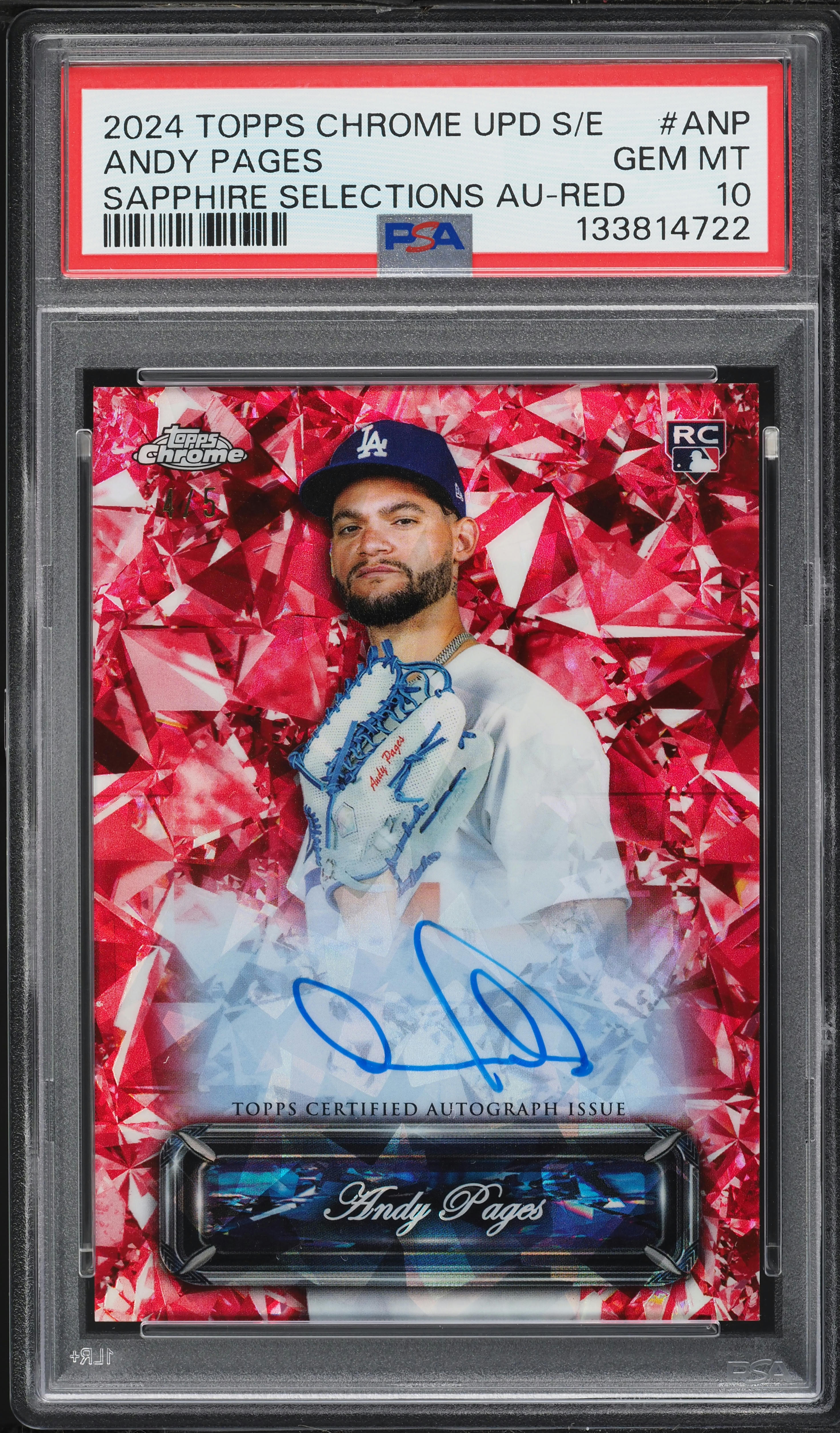 2024 Topps Chrome Update Sapphire Baseball Red Andy Pages #USSA-ANP PSA 10
