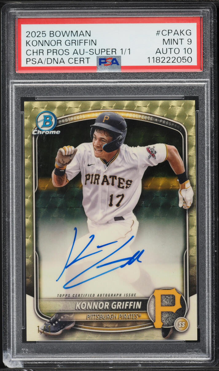 2025 Bowman Chrome Superfractor Konnor Griffin PROSPECT AUTO DNA 10 1/1 #CPAKG PSA 9 MINT