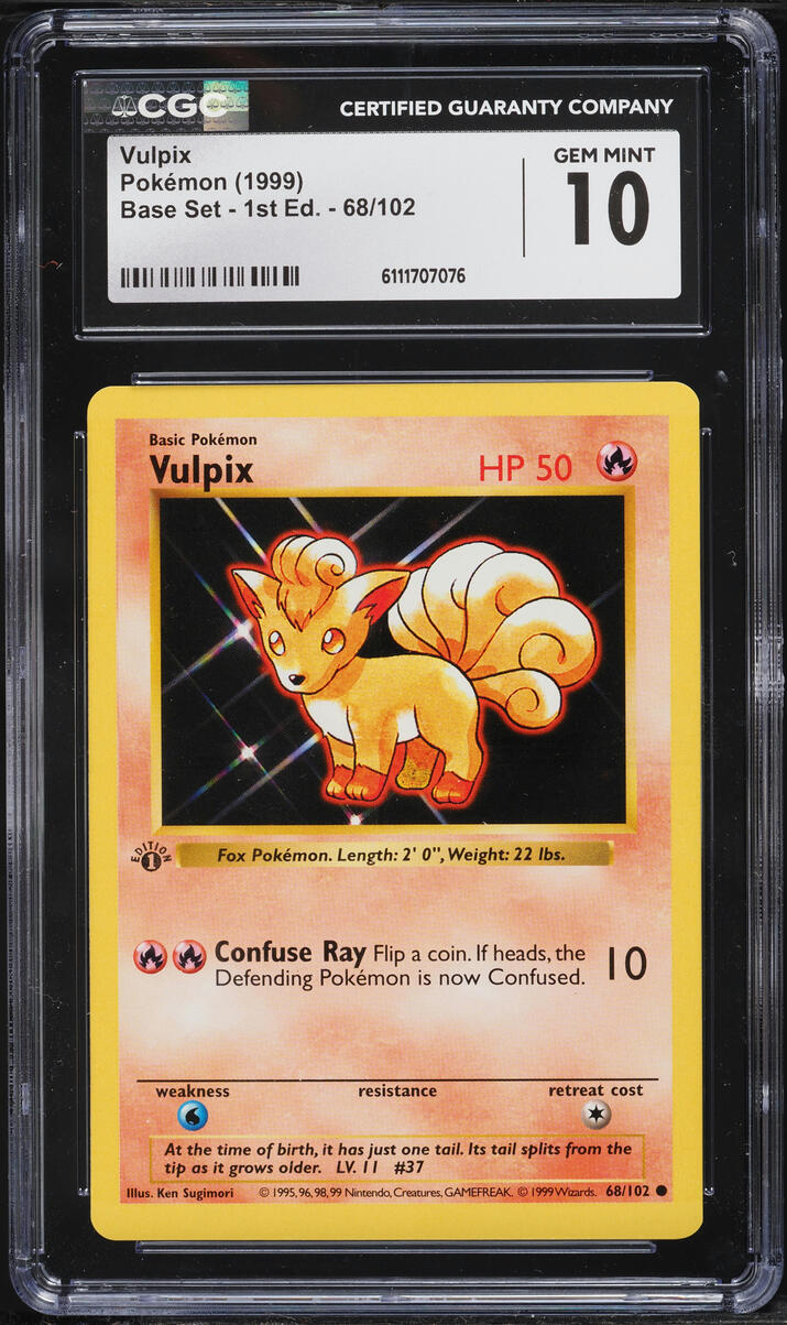 1995 vulpix pokemon card value Pokemon Graded: Gengar VMAX 157/264 Fusion Strike (2021) Holo PSA 10   Double Infinity Gaming
